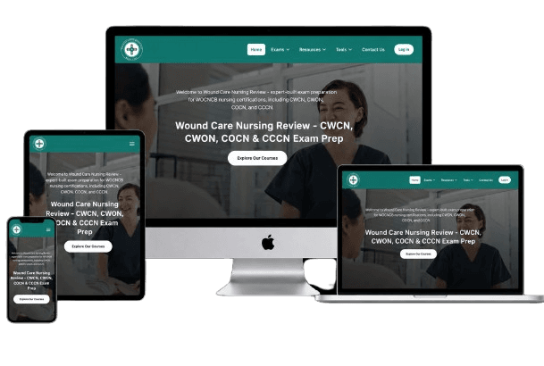 Available on All Devices - Wound Care Nursing Review Wound Care Nursing Review website on desktop, laptop, tablet, and phone